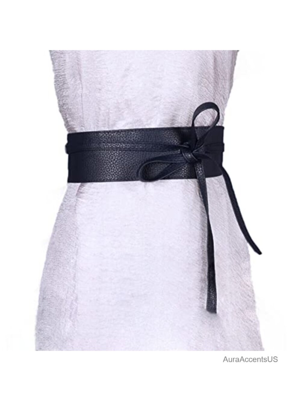 Women Faux Leather Obi Style Wrap Belt Retro Lace Up Wide Waist Belt
